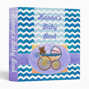 Teal Blue Chevron Pram Custom Baby Book Binder