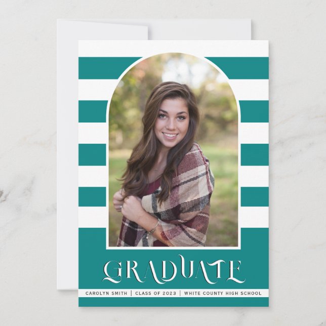Teal blue Class of 2023 arch photo graduation Announcement (Front)