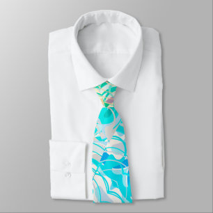 Teal, Blue Colourful Abstract Tie
