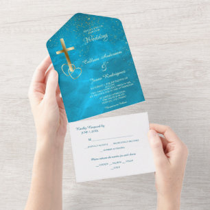Teal Blue Cross Photo Template All in One Wedding
