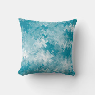 Teal Blue Crystal Pattern Throw Pillow