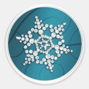 Teal Blue Crystal Snowflake Envelope Seal