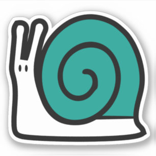 Teal Blue Cute Cartoon Snail