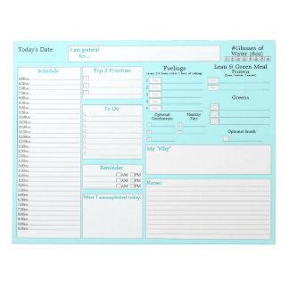 Teal Blue | Daily Planner | 5 and 1 Food Journal Notepad