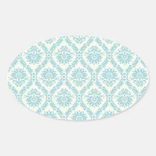 Teal Blue Damask Envelope Seal Party Favour Labels
