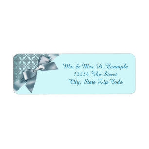 Teal Blue Damask Return Address Labels