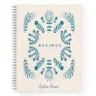 Teal Blue Danish Folk Flowers Personalized Recipe