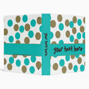 Teal Blue & Dark Tan Polka Dot Binder
