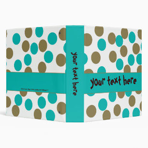 Teal Blue & Dark Tan Polka Dot Binder 1.5"