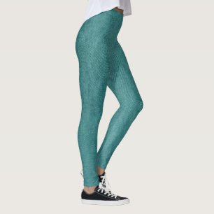 Teal Blue Digital Fabric Texture by Shirley Taylor Leggings