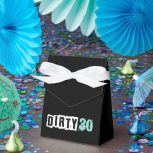 Teal Blue Dirty 30 Birthday Party Favor Box