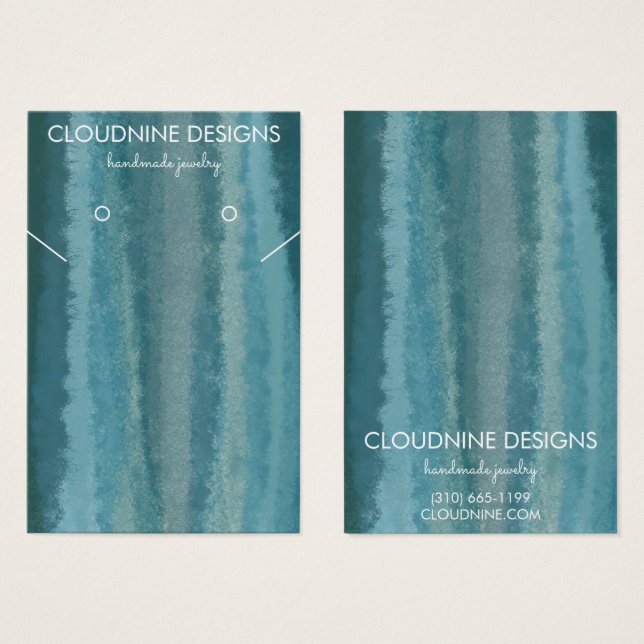 Teal Blue Earring Necklace Jewellery Display Card (Front & Back)