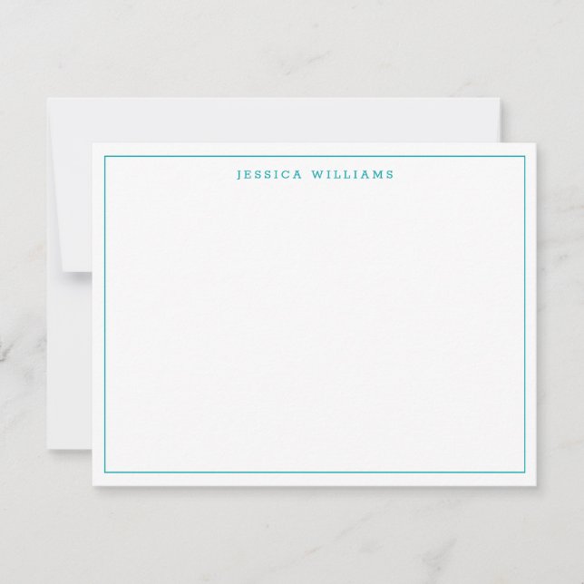 Teal Blue Elegant Modern Professional Thin Border Card (Front)