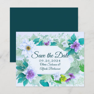 Teal blue elegant modern whimsical Save the date