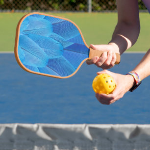 Teal Blue Feathers of the Macaw Parrot Pickleball Paddle