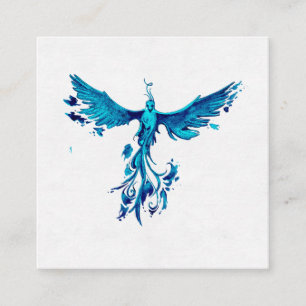 *~* TEAL BLUE Feathers Phoenix Rising Ashes Square Business Card