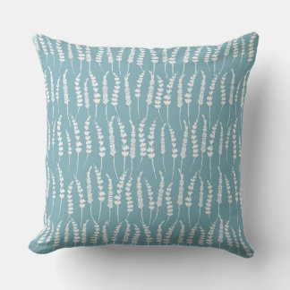Teal Blue Fern Pattern for Cottage Throw Pillow