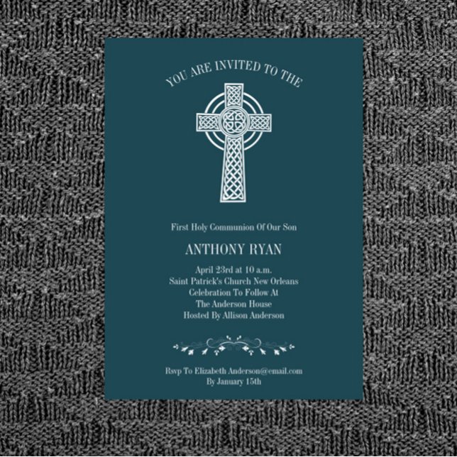 Teal Blue First Communion Invitation (Creator Uploaded)