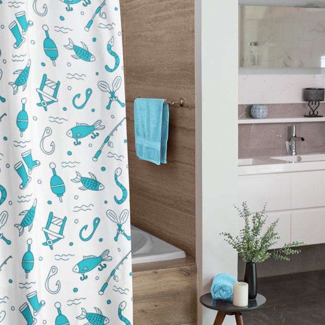 Teal Blue Fishing Seamless Pattern Monogrammed Sho (Creator Uploaded)