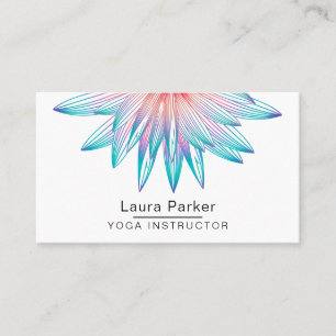 Teal Blue Floral Art Lotus Flower Yoga Meditation Business Card