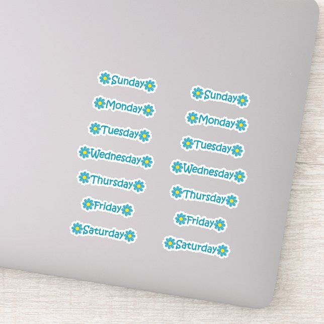 Teal Blue Floral Days of the Week Planner Journal (Detail)