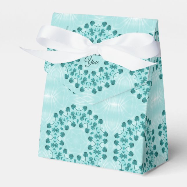 Teal Blue Floral Favor Box (Front Side)
