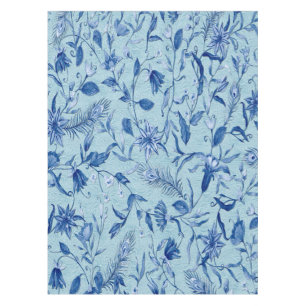 Teal Blue flowers on a sculpture texture backing Tablecloth