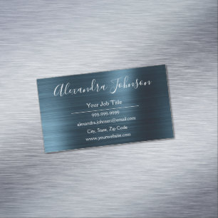 Teal Blue Foil Modern and Elegant Magnetic Business Card