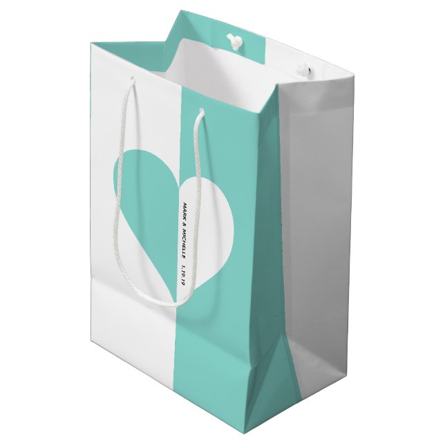 Teal Blue Forever You & Me Wedding Suite Party Medium Gift Bag (Front Angled)