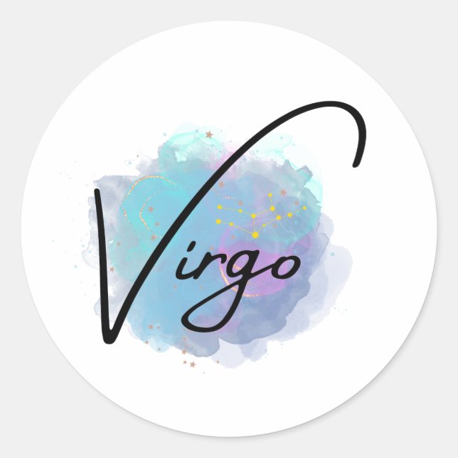 Teal Blue Galaxy Virgo Zodiac Constellation Classic Round Sticker (Front)