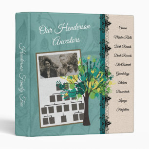 Teal Blue Genealogy Terms Family Tree Album Binder