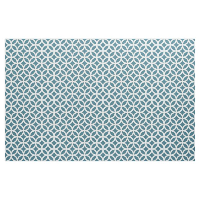 Teal Blue Geometric Pattern Fabric (Yard)