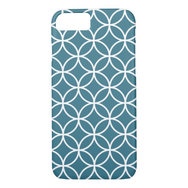 Teal Blue Geometric Trellis iPhone 7 Case (Back)