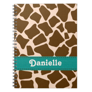 Teal Blue Giraffe Print Spiral Notebook Journal