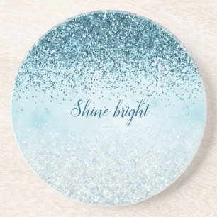Teal Blue Glitter Glitz sparkle glam Coaster