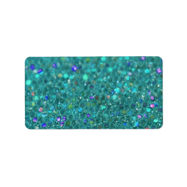 Teal Blue Glitter Label (Front)