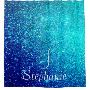 Teal Blue Glitter Sparkle Monogram Initials Cute