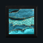 Teal Blue Gold Marble Aqua Turquoise Gift Box<br><div class="desc">Gift Boxes with Agate Teal Blue Gold Glitter Marble Aqua Turquoise Geode Customizable Gift Box - or Add Your Name / Text - Make Your Special Gift Box ! Resize and move or remove / add text / elements with Customization tool ! Design by MIGNED ! Please see my other...</div>