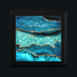 Teal Blue Gold Marble Turquoise Gift Box Your Name<br><div class="desc">Gift Boxes with Agate Teal Blue Gold Glitter Marble Aqua Turquoise Geode Customizable Gift - Add Your Name / Text - Make Your Special Gift Box ! Resize and move or remove / add text / elements with Customization tool ! Design by MIGNED ! Please see my other projects /...</div>