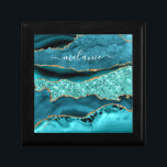 Teal Blue Gold Marble Turquoise Your Name Gift Box<br><div class="desc">Gift Boxes with Agate Teal Blue Gold Glitter Marble Aqua Turquoise Geode Customizable Gift - Add Your Name / Text - Make Your Special Gift Box ! Resize and move or remove / add text / elements with Customization tool ! Design by MIGNED ! Please see my other projects /...</div>