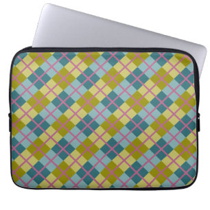 Teal Blue Gold Yellow Magenta Pattern Laptop Sleeve