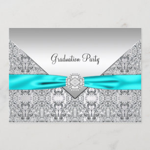 Teal Blue Graduation Party Invitation
