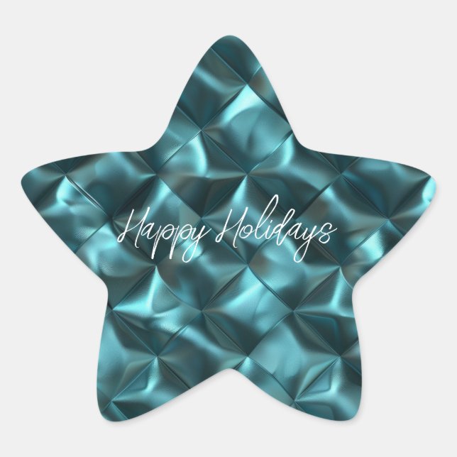 Teal Blue Green Abstract Glam Star Sticker (Front)