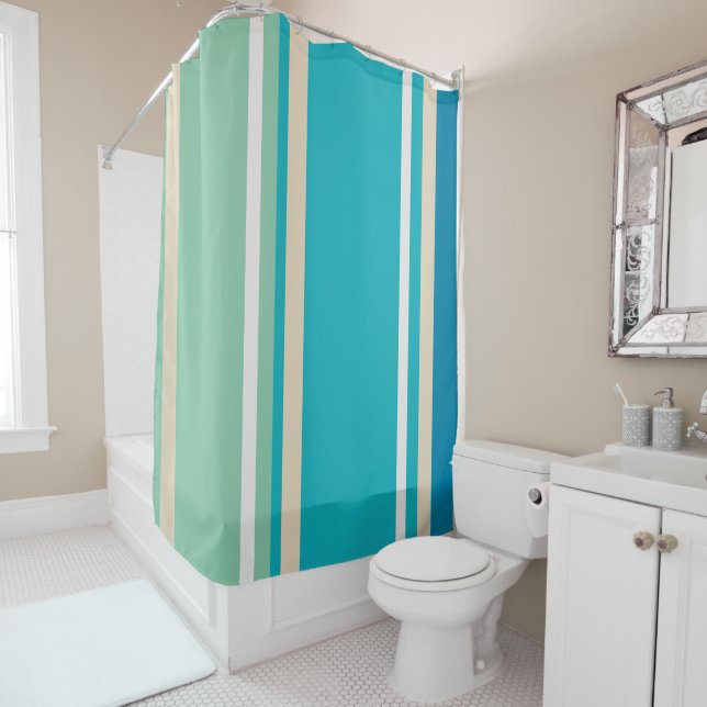 Teal Blue, green and Turquoise Stripes (In Situ)