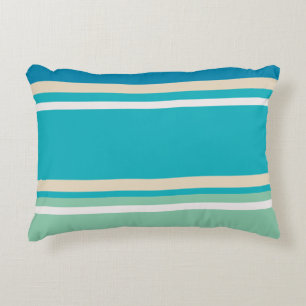 Teal Blue, green and Turquoise Stripes  Accent Pillow