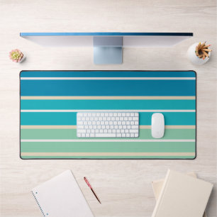 Teal Blue, green and Turquoise Stripes   Desk Mat
