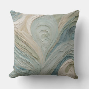 Teal Blue Green Beige Abstract Design Throw Pillow