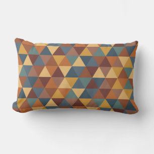 TEAL BLUE GREEN BROWN RED GOLD GEOMETRIC PATTERN LUMBAR PILLOW