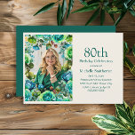 Teal Blue Green Flowers 80th Birthday Photo Invitation<br><div class="desc">Elegant teal,  blue,  and green vintage watercolor floral birthday party photo invitation for women. This invitation is designed for an 80th birthday but can be customized for anyone of any age. Contact me for assistance with your customizations or to request additional matching or coordinating Zazzle products for your event.</div>