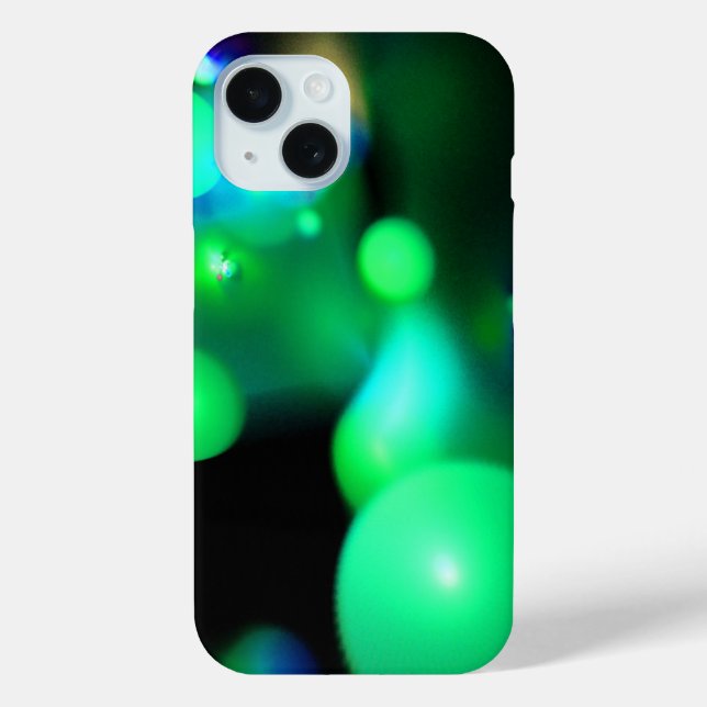 TEAL BLUE GREEN FRACTAL BUBBLES IN BLACK Case-Mate iPhone CASE (Back)